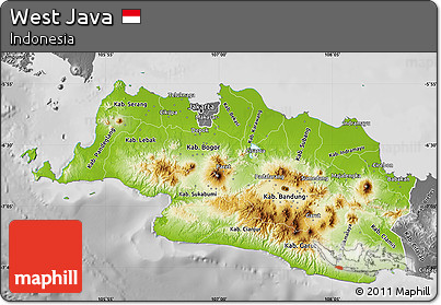 Physical Map of West Java, desaturated