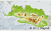 Physical Map of West Java, lighten, semi-desaturated