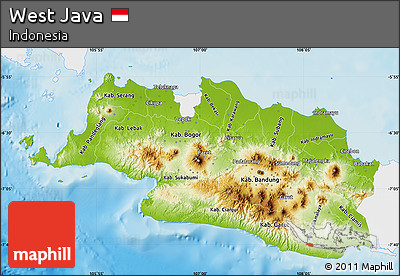 Physical Map of West Java, single color outside