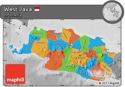 Political Map of West Java, desaturated