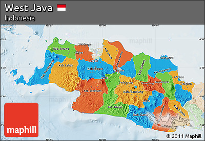 Political Map of West Java, lighten