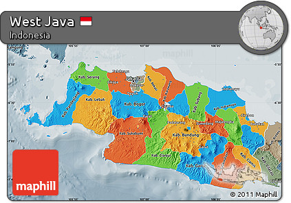 Political Map of West Java, semi-desaturated