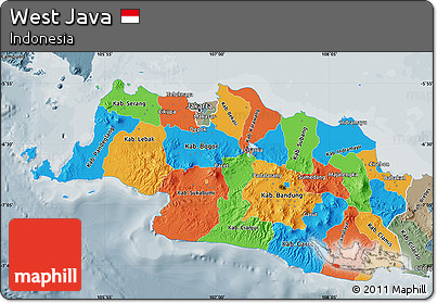 Political Map of West Java, semi-desaturated