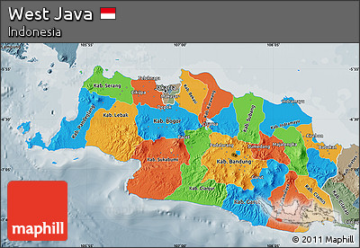 Political Map of West Java, semi-desaturated
