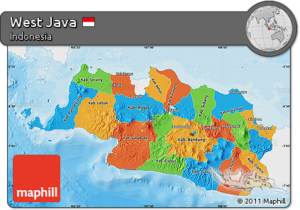 Political Map of West Java, single color outside
