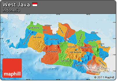 Political Map of West Java, single color outside