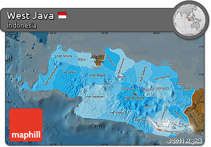 Political Shades Map of West Java, darken