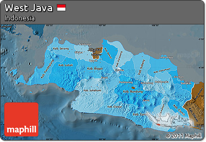 Political Shades Map of West Java, darken