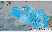 Political Shades Map of West Java, darken, semi-desaturated