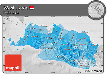 Political Shades Map of West Java, lighten, desaturated