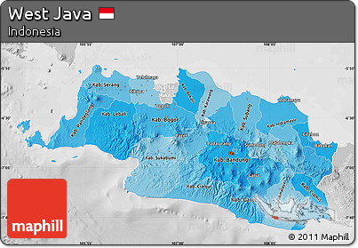 Political Shades Map of West Java, lighten, desaturated