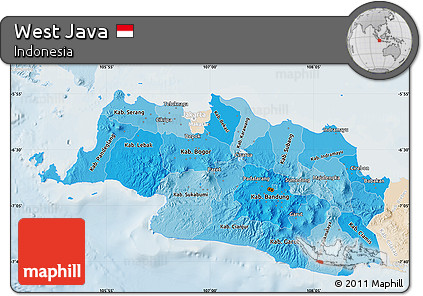 Political Shades Map of West Java, lighten