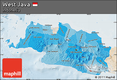 Political Shades Map of West Java, lighten