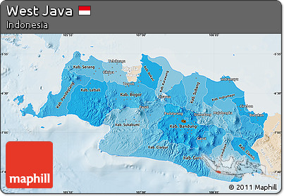 Political Shades Map of West Java, lighten