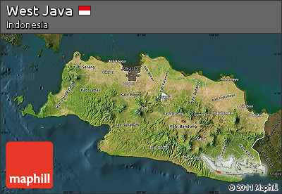 Satellite Map of West Java, darken