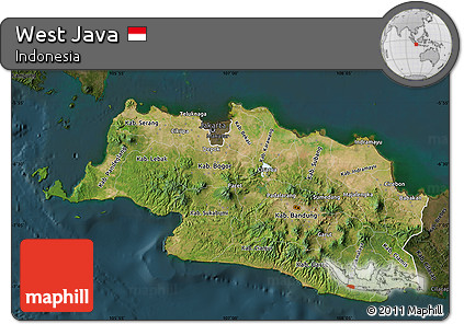 Satellite Map of West Java, darken