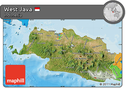 Satellite Map of West Java, political outside