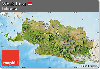 Satellite Map of West Java, shaded relief outside