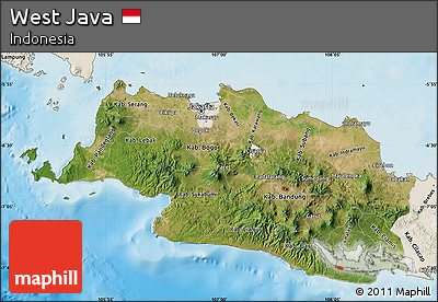 Satellite Map of West Java, shaded relief outside