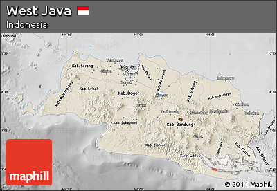Shaded Relief Map of West Java, desaturated
