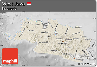 Shaded Relief Map of West Java, desaturated