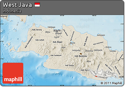 Shaded Relief Map of West Java