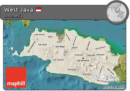 Shaded Relief Map of West Java, satellite outside