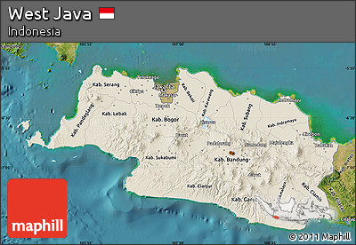 Shaded Relief Map of West Java, satellite outside
