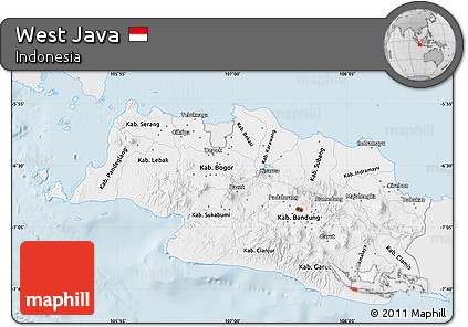 Silver Style Map of West Java, single color outside