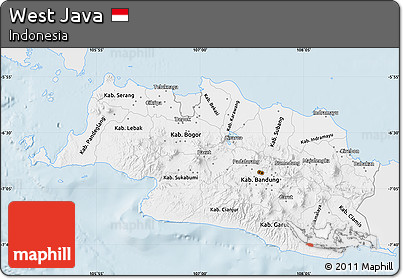Silver Style Map of West Java, single color outside