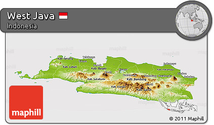 Physical Panoramic Map of West Java, cropped outside