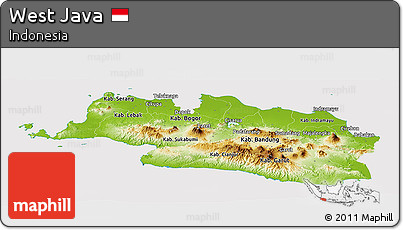 Physical Panoramic Map of West Java, cropped outside