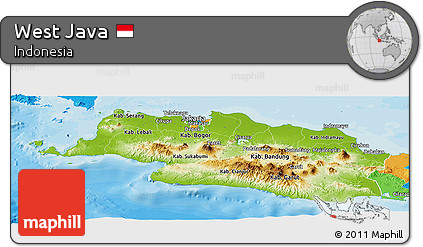 Physical Panoramic Map of West Java, political outside