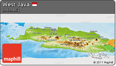 Physical Panoramic Map of West Java, political outside