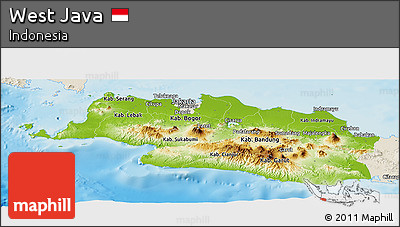 Physical Panoramic Map of West Java, shaded relief outside
