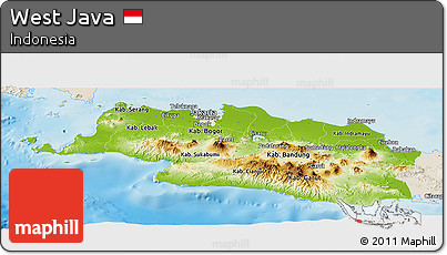 Physical Panoramic Map of West Java, shaded relief outside