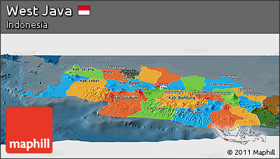 Political Panoramic Map of West Java, darken