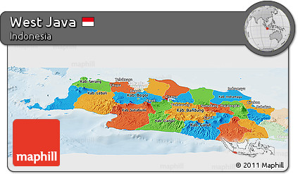 Political Panoramic Map of West Java, lighten