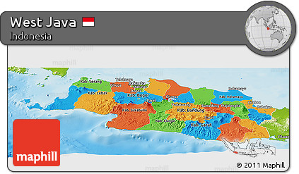 Political Panoramic Map of West Java, physical outside