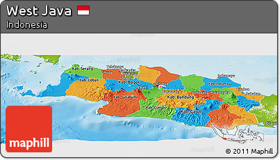 Political Panoramic Map of West Java, physical outside