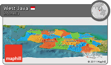 Political Panoramic Map of West Java, satellite outside