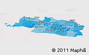 Political Shades Panoramic Map of West Java, cropped outside