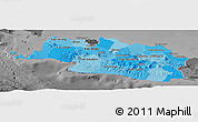 Political Shades Panoramic Map of West Java, darken, desaturated