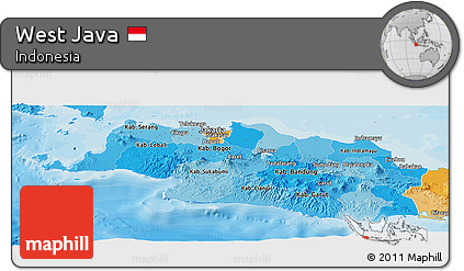 Political Shades Panoramic Map of West Java