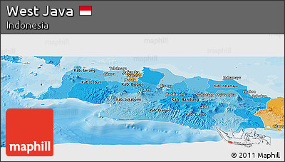 Political Shades Panoramic Map of West Java