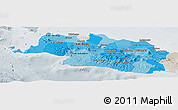 Political Shades Panoramic Map of West Java, lighten, semi-desaturated