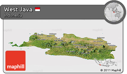 Satellite Panoramic Map of West Java, cropped outside