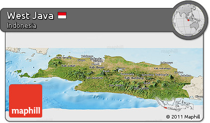 Satellite Panoramic Map of West Java, shaded relief outside