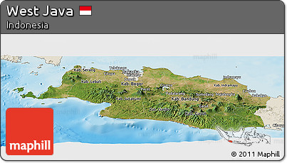 Satellite Panoramic Map of West Java, shaded relief outside