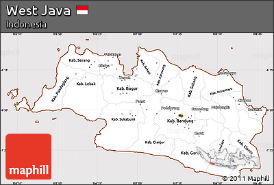 Classic Style Simple Map of West Java, cropped outside